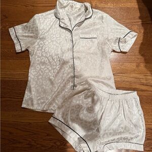 White Satin Pajama Set